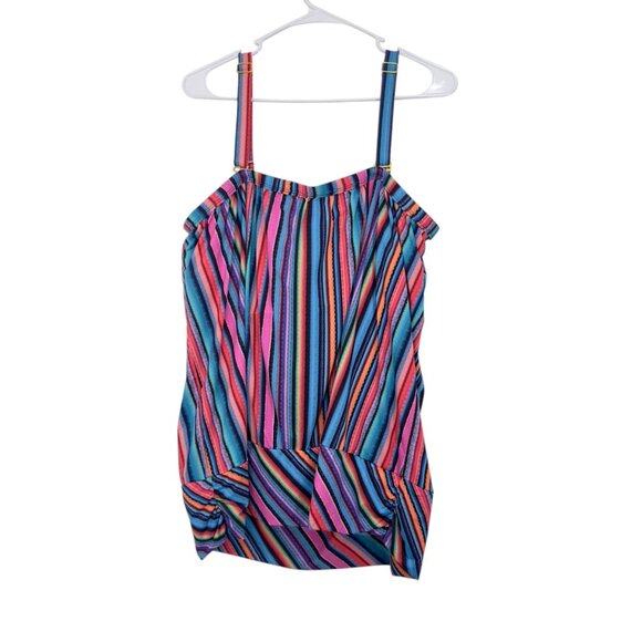 Swimsuits For All Multicolor Striped Tankini Top With Built-In Bra Size 26 - Picture 10 of 10